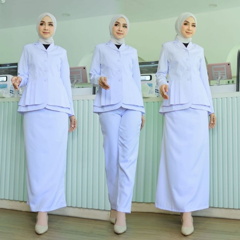 blazer wanita seragam dinas kesehatan seragam perawat baju putih seragam dinas Pemda baju ASN PNS