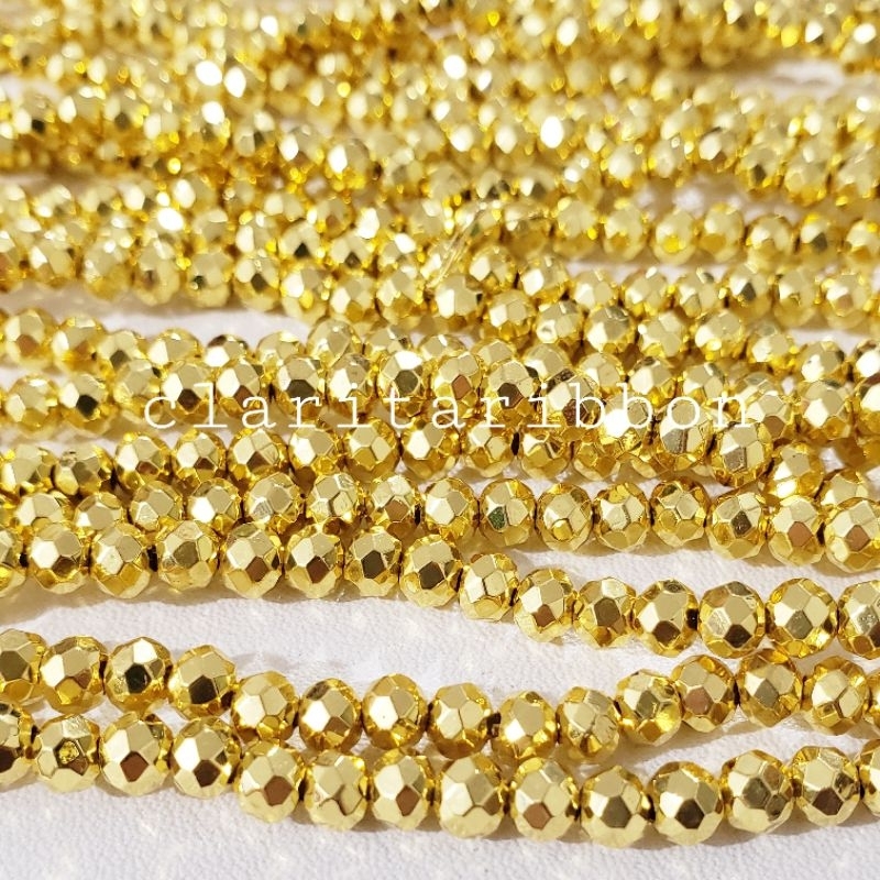 Manik Mote Ceko Gold Emas Chrome 4mm