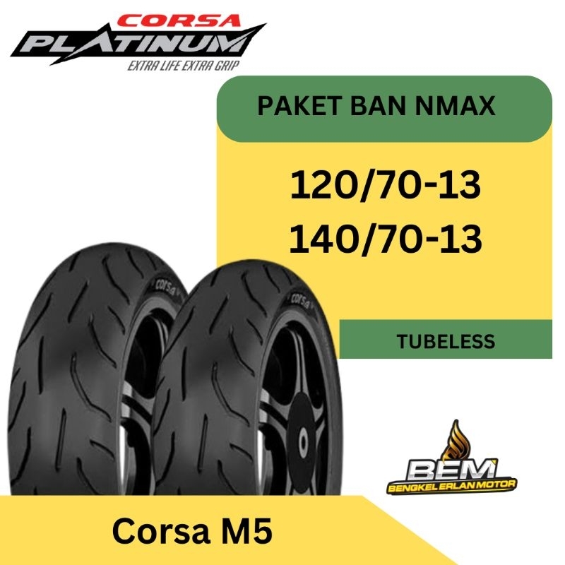 Paket Ban Nmax Ring 13 Corsa M5 120/70/13 dan 140/70/13 Corsa Platinum M5 Nmax