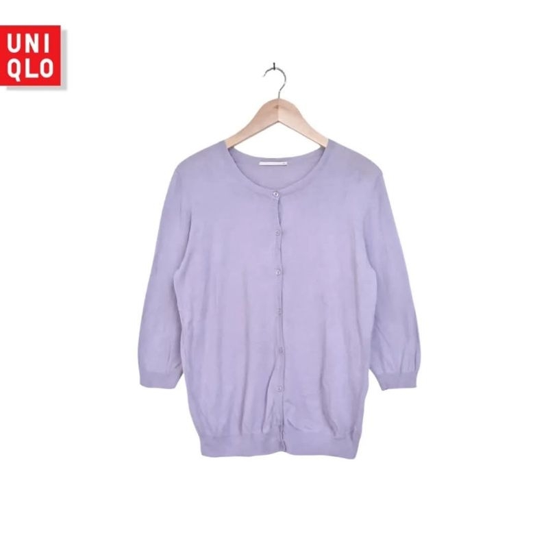Cardigan O-Neck Uniqlo Lilac (KODE : B59 - 16)