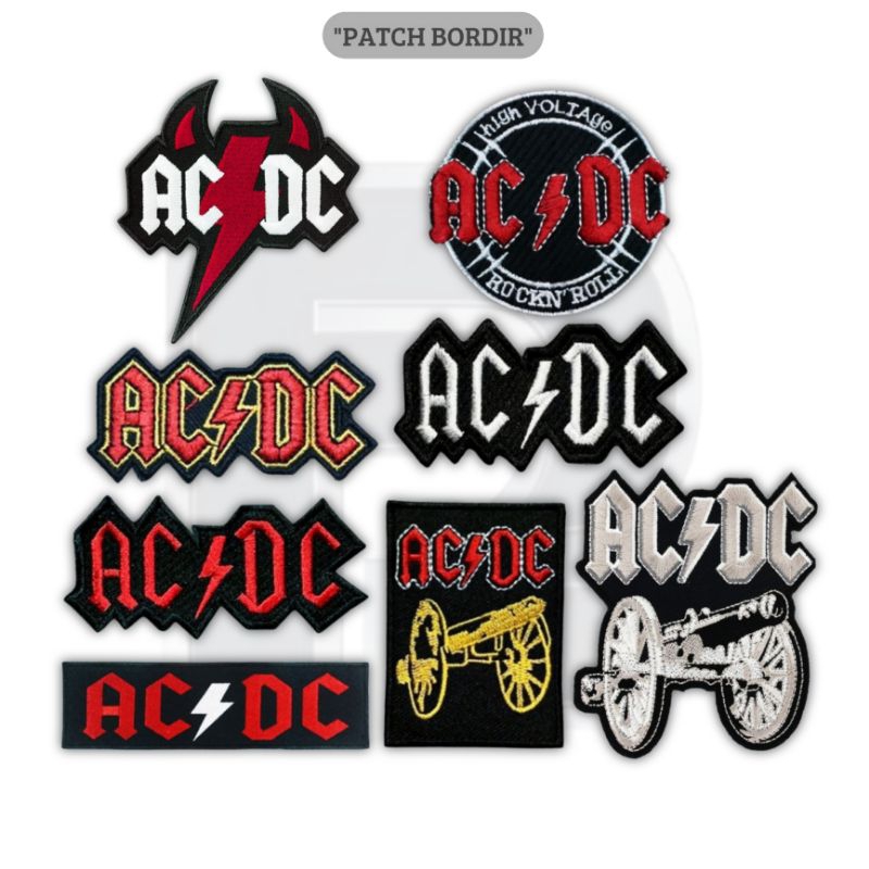 Patch Bordir Jahit Band ACDC Aksesoris Patch Iron Logo Bordir Emblem Band