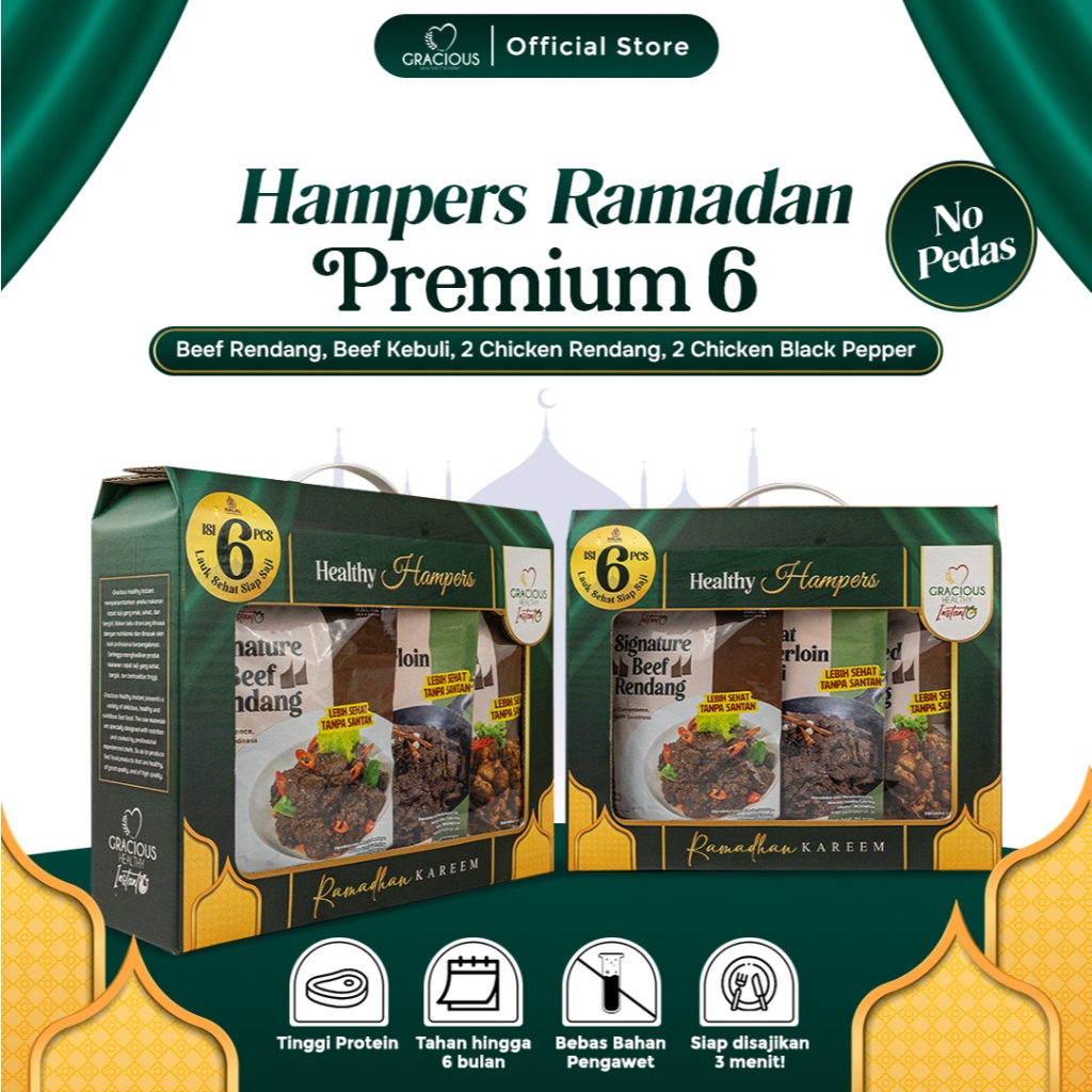 

Hampers Ramadan Premium 6 - No Pedas [1 B.Rendang + 1 B.Kebuli + 2 C.Rendang + 2 C.Bpp]