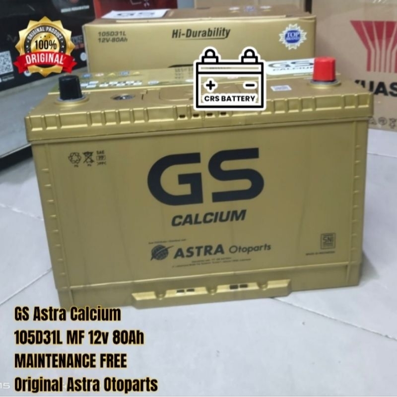 Aki Mobil GS Astra Calcium 105D31L Accu Kering GS GOLD 80Ah MF
