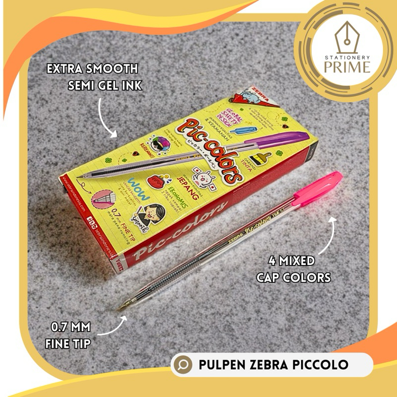

Pulpen Zebra PIC-COLORS Semi Gel Ink 0.7 mm Fine Tip (Isi 12 Pcs) Japan Quality