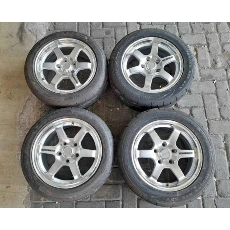 Velg bekas jazz te37 ring 15x7 pcd 5x114 et 35 ban 195/50 15 dan 185 55 15 falken
