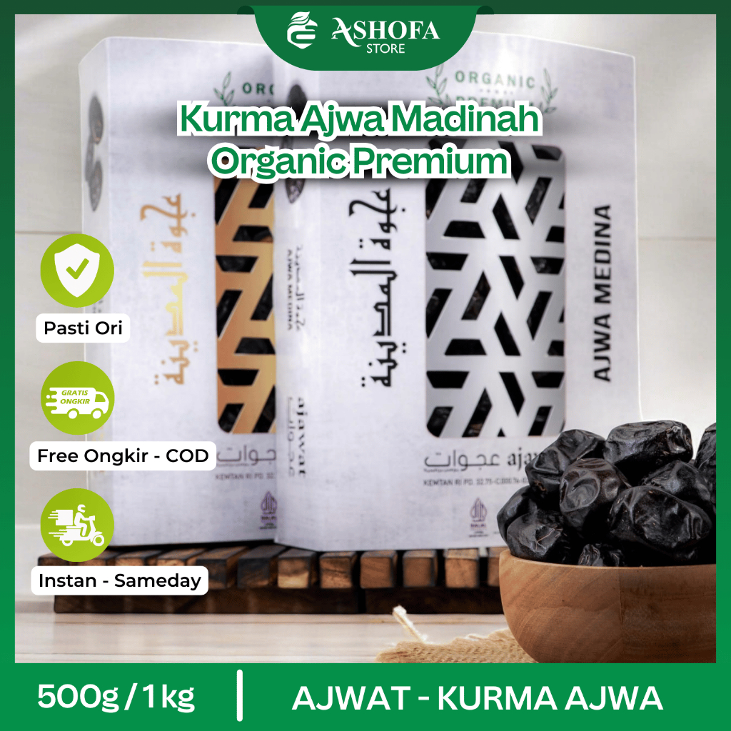 

Kurma Ajwa 1kg Asli Original Premium Organic Premium Ajwa Madinah Medina