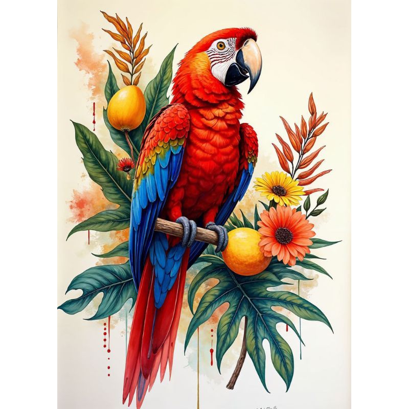 

stiker gambar burung kaka tua indah, stiker print sudah di cutting, anti air size 17 x 20 cm