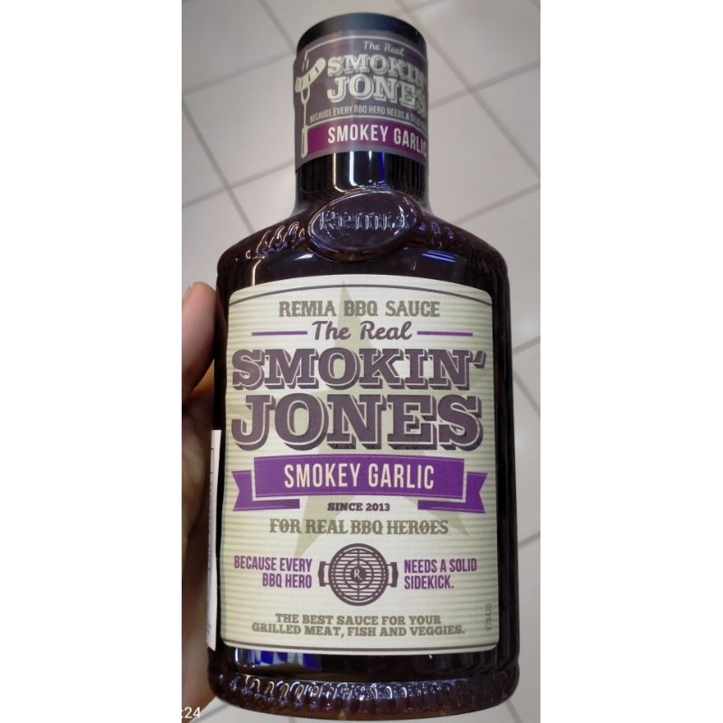 

REMIA BBQ SAUCE THE REAL SMOKIN JONES SMOKEY GARLIC 450ml