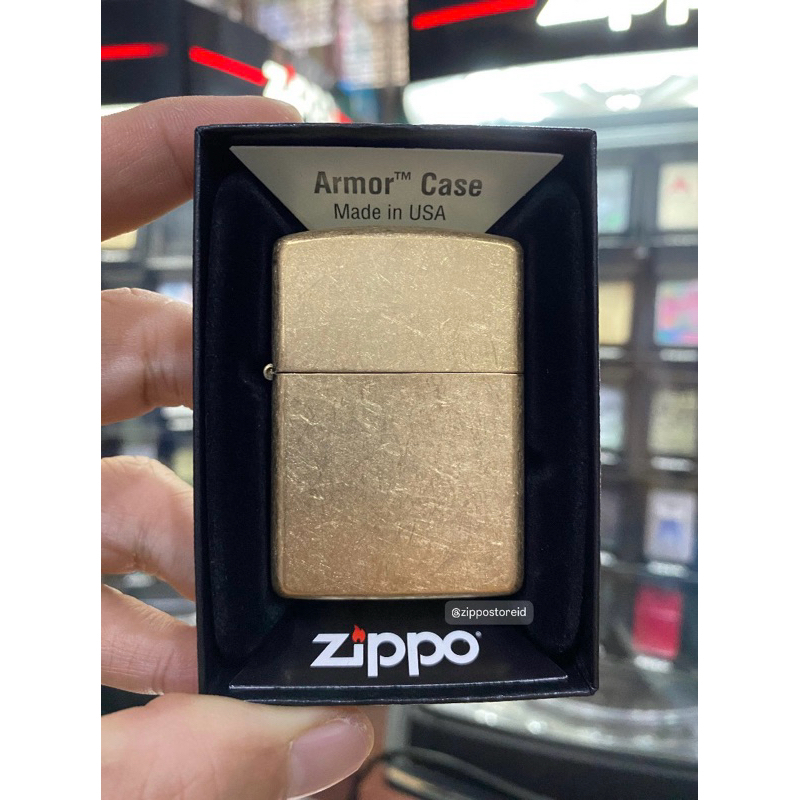 Zippo Armor Tumbled Brass 28496 ~ Original 100% Made In USA