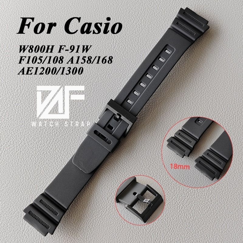DAF LUG 18MM  KWALITAS ORIGINAL STRAP TALI JAM TANGAN CASIO  W800H  F-91W  F105/108  A158/168  AE120