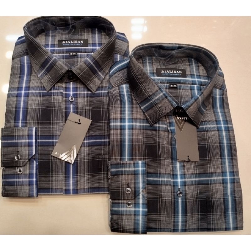 Alisan Kemeja Jumbo 5Xl - 6Xl Motif kotak-kotak Lengan Panjang Reguler