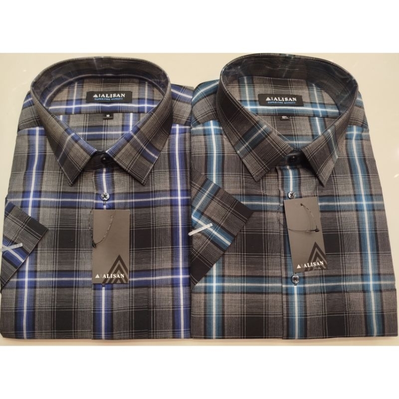 Kemeja Alisan Jumbo Motif Kotak Lengan Pendek Reguler