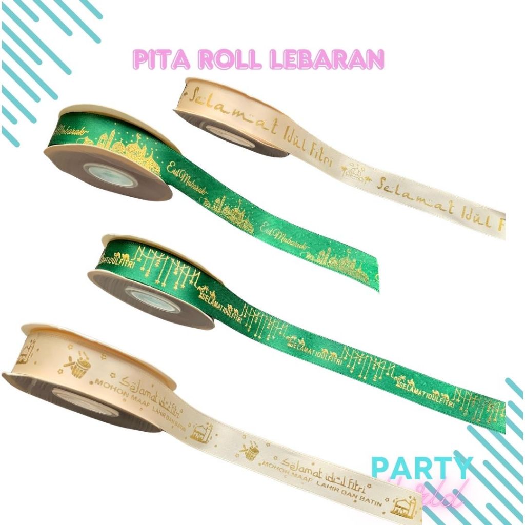 

Pita Lebaran Idul Fitri 3/4icnh Pita Idul Fitri Per Roll 18meter Pita Hampers Lebaran Idul Fitri