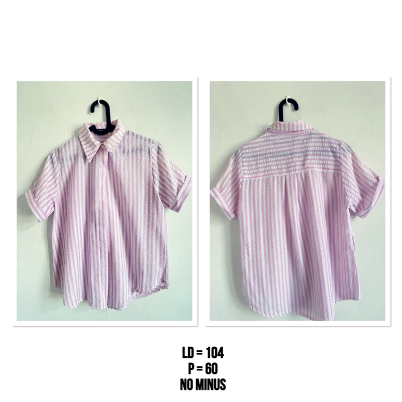 atasan blouse kemeja wanita lengan pendek baby pink