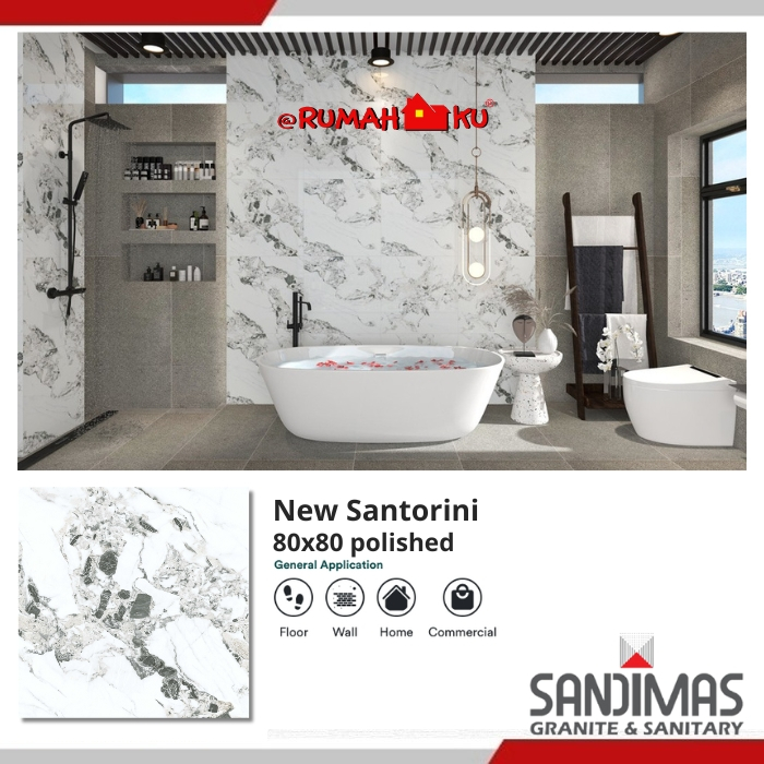 SANDIMAS LANTAI GRANIT NEW SANTORINI 80X80 1dus isi 3pcs =1,92m2 polished