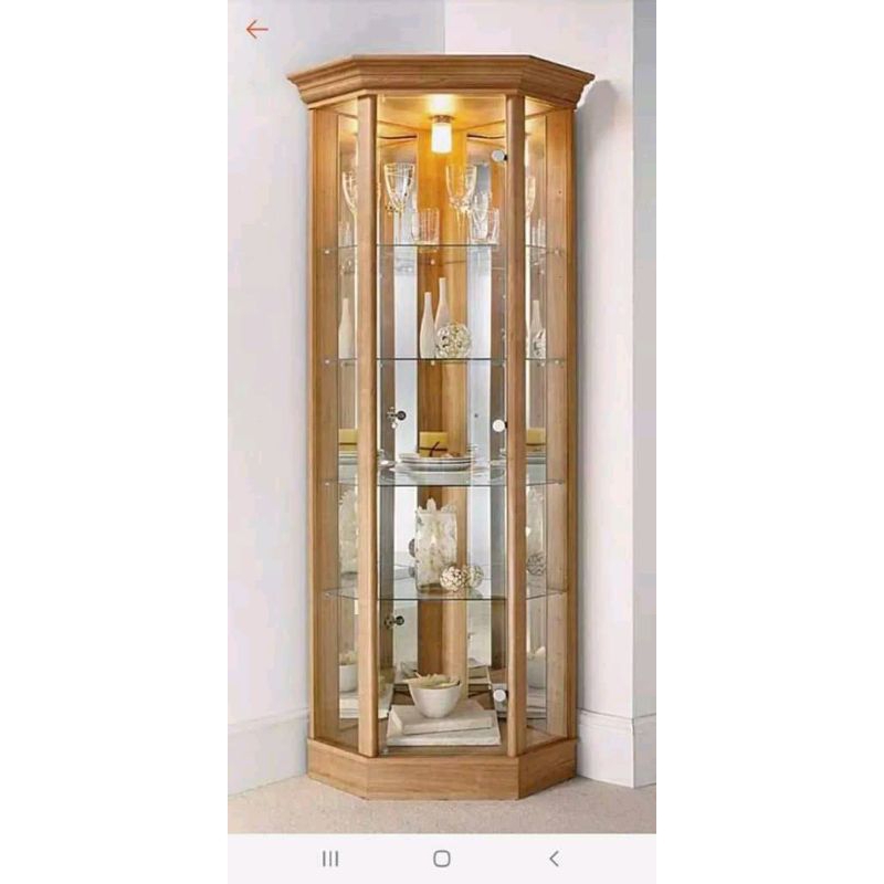 lemari hias sudut jati