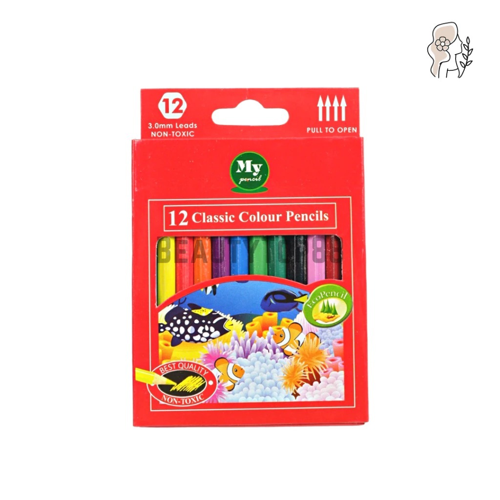 

Pensil 12 Warna Pendek Mini PROKENSO / Color Pencil Paper Box Classic / Coloring Set Anak Anak