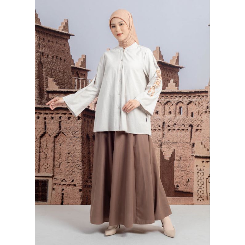 Tunik Elzatta Kancing Busui Bahan Katun Bordir Tunik Bordir Marrakesh