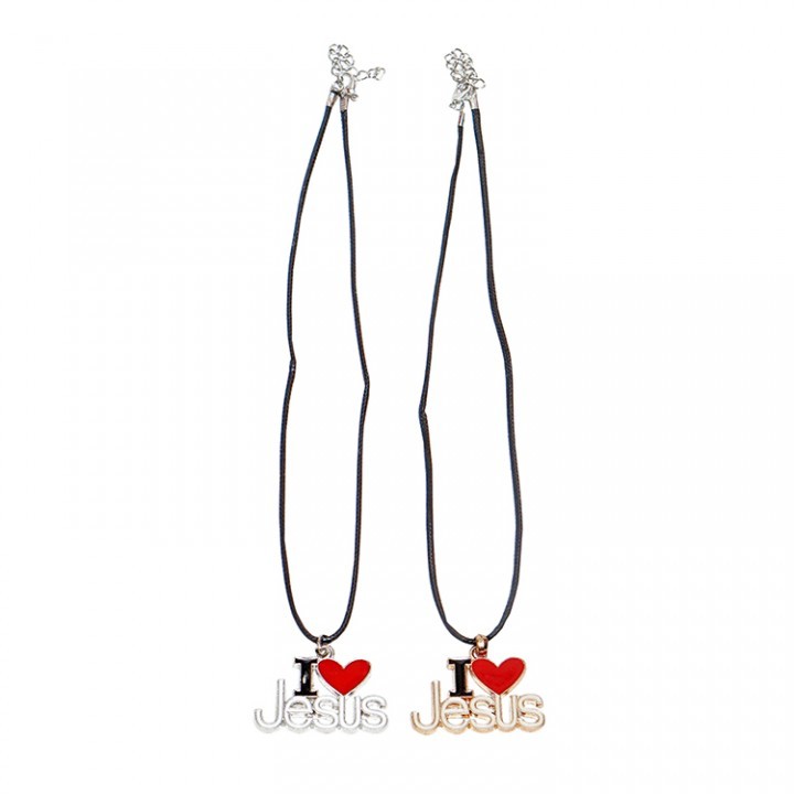 Yeraya Kalung Tali I Love Jesus Kalung Aksesoris Kalung Rohani Kalung Tali Salib Kayu