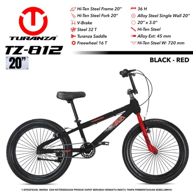 sepeda anak laki bmx 20 turanza TZ-812 ban jumbo 3.0