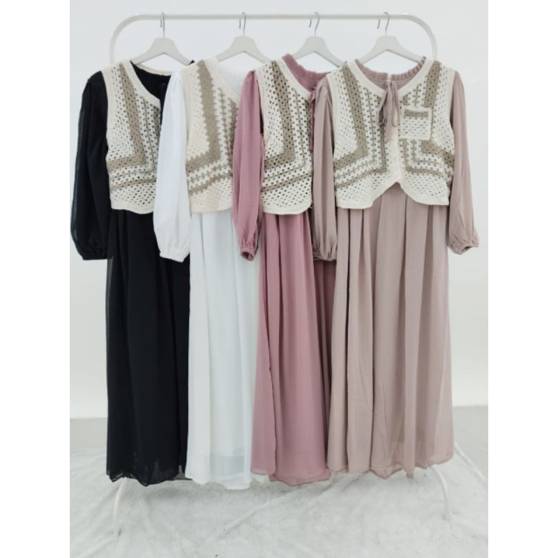 MILKA SET CARDY RAJUT IMPORT/2 IN 1/GAMIS VEST RAJUT