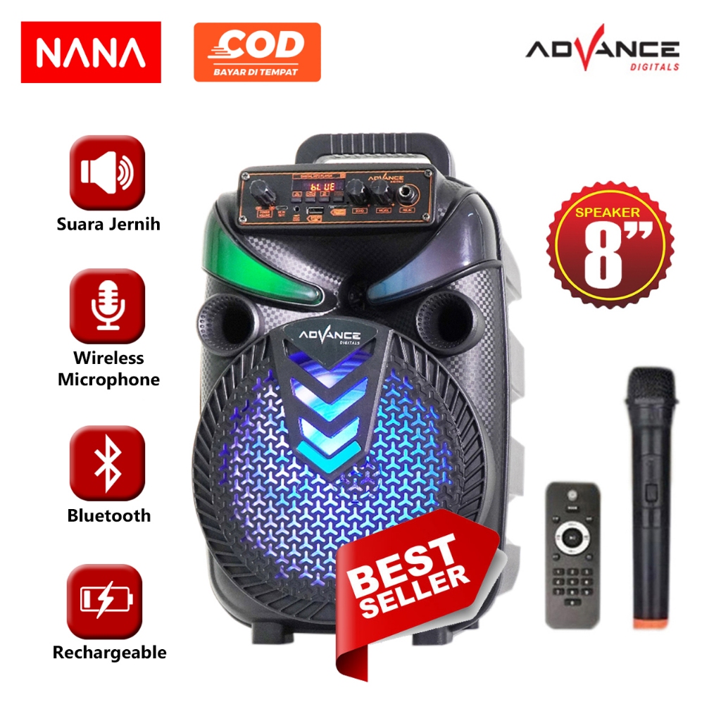 NANA - Advance Bluetooth Speaker 8 Inch S80 + Mic Wireless / Speaker Karaoke 8 inch