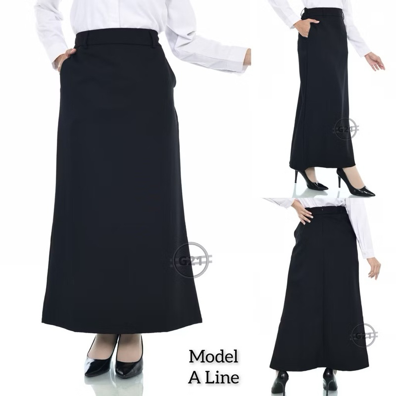 ROK PANJANG HITAM POLOS/ROK SPAN KERJA LINE A