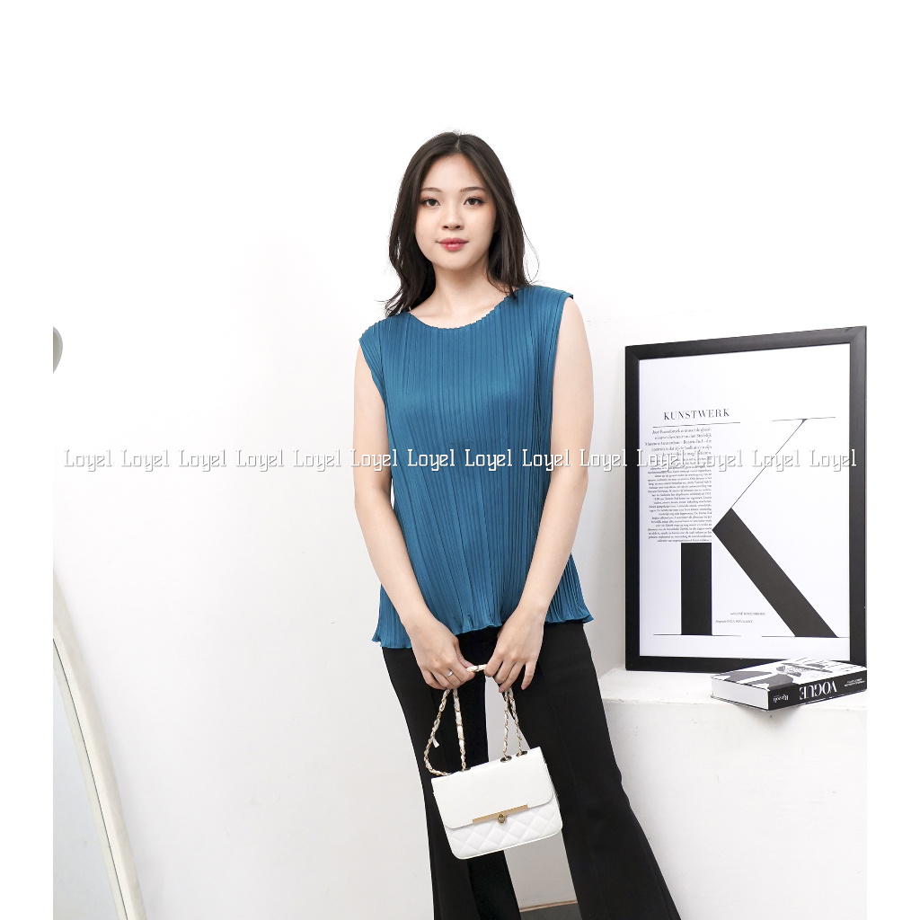 Atasan Plisket BB Wavy / Baju Plisket Tanpa Lengan / Singlet Plisket / Pleated Top