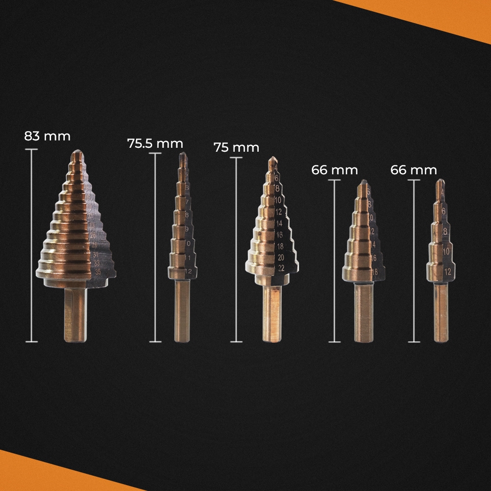 Mata Bor Pagoda Spiral Drill HSS Steel (5 PCS) / Set Mata Bor Pagoda Spiral HSS (5 PCS)