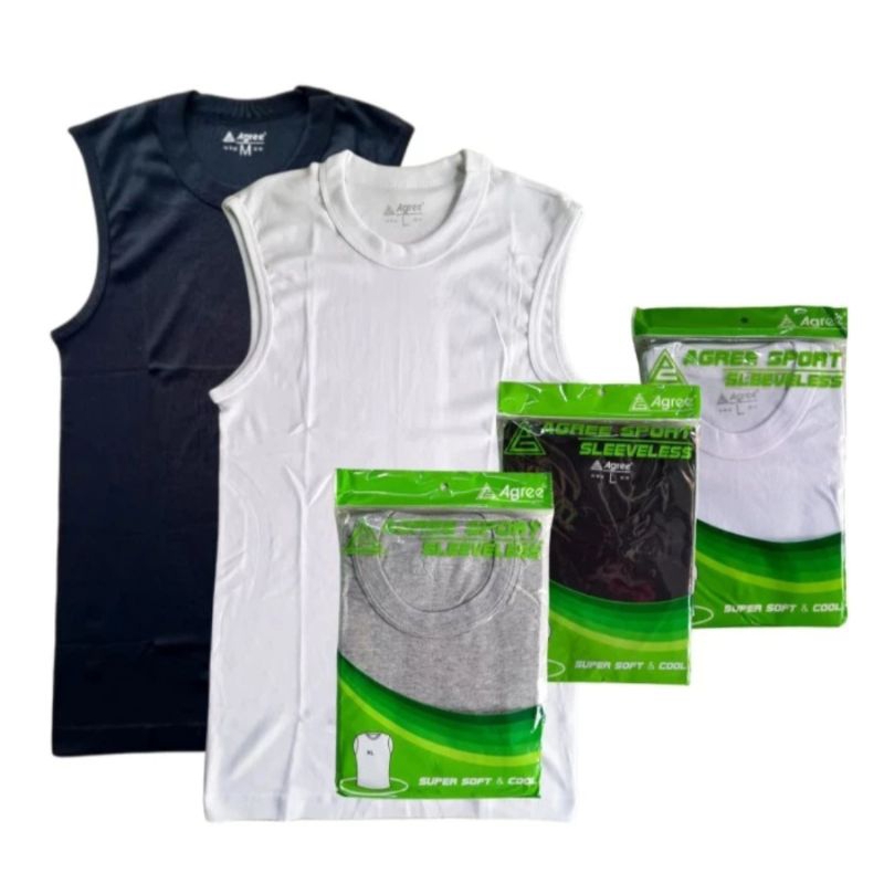 Kaos Oblong Pria Agree/Oblong Tanpa Lengan/Kaos Agree Putih