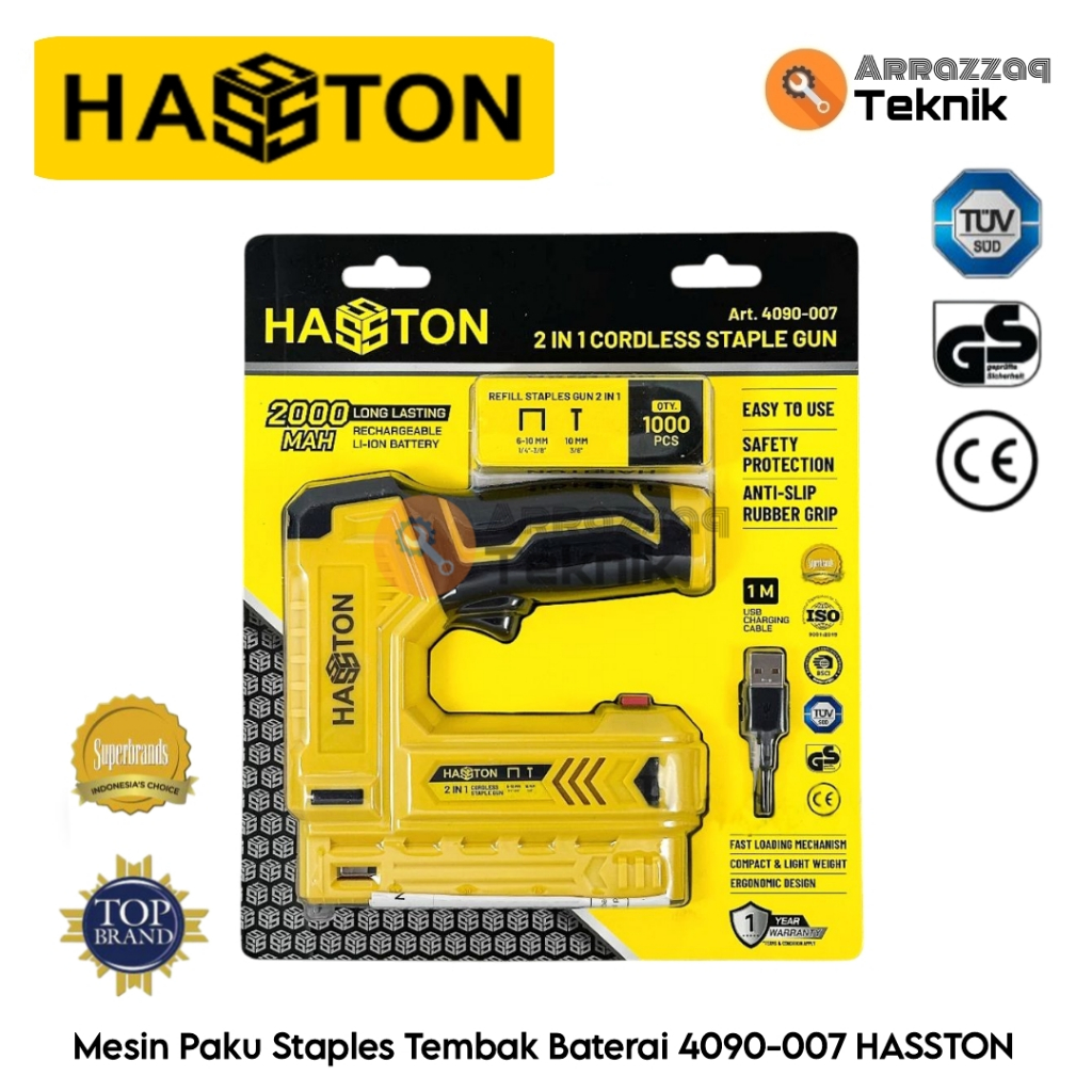 

Mesin Cordless Stapler Nailer Hasston Staples Paku Tembak Baterai 2in1