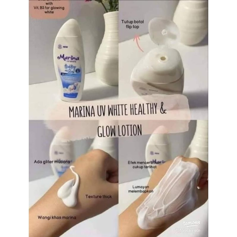Marina UV White Healthy and Glow 460ML| Marina Body Lotion Biru | Marina Biru