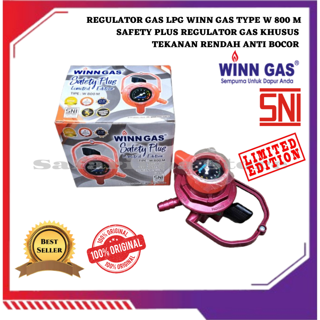 REGULATOR ANTI BOCOR KOMPOR GAS LPG WINN GAS W 800 METER SAFETY PLUS