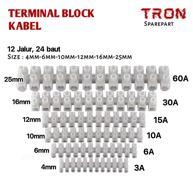 Terminal Kabel Krustin Klustin Block Blok 3A 6A 10A 15A 30A 60A Putih Hitam