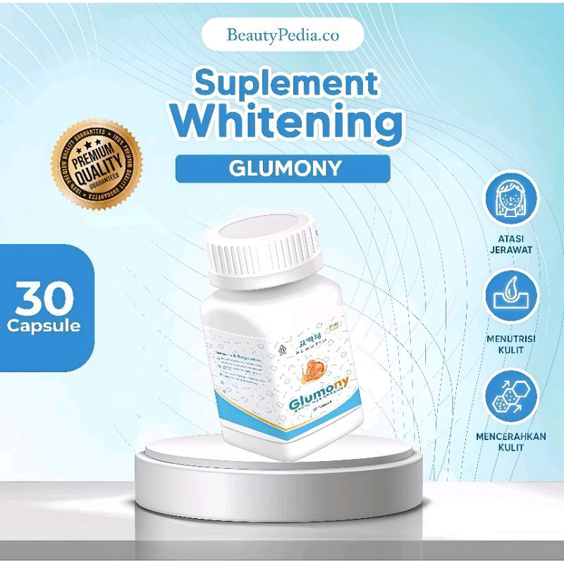 GLUMONY WHITENING KAPSUL / PEMUTIH BADAN SUDAH BPOM ISI 30 KAPSUL