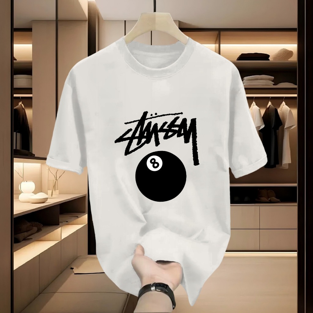 Kaos Stussy 24SS 8 Ball T-shirt musim panas katun baru versi Korea pria versi Korea dari rekreasi se
