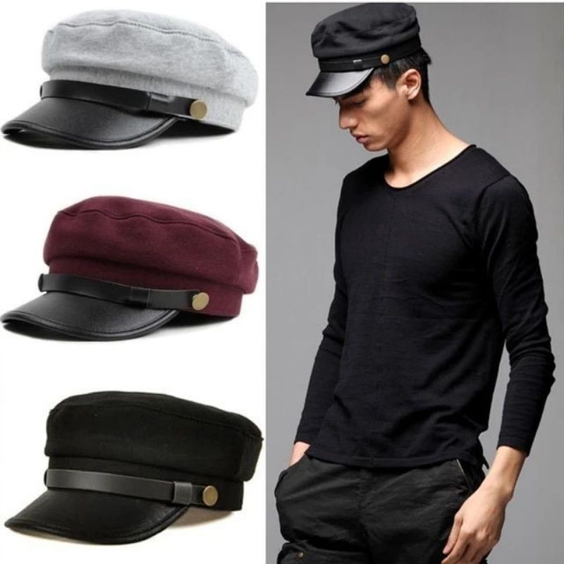 Original Topi Fisherman / Fiddler Cap/ Topi Kapten/ Topi Sailor/ Topi Pelaut / Topi Pet / Wool Black