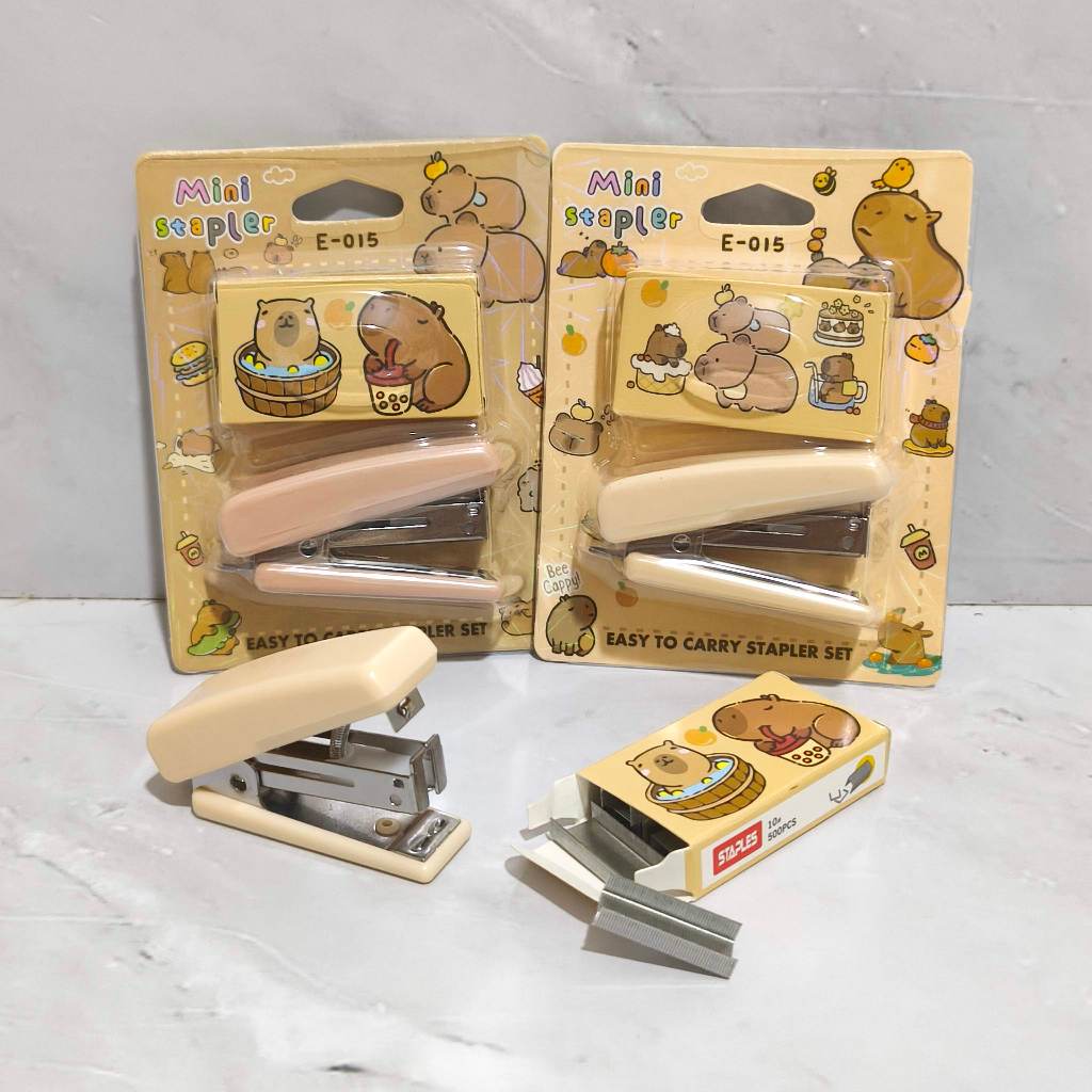 

Mini Steples Set Isi Refil Stepler Lucu Capybara / Stapler Kecil Set Refill Cute Kapibala Capibala