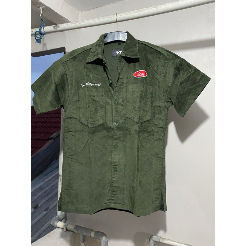 Workshirt Corduroy Pendek Army 4 cm