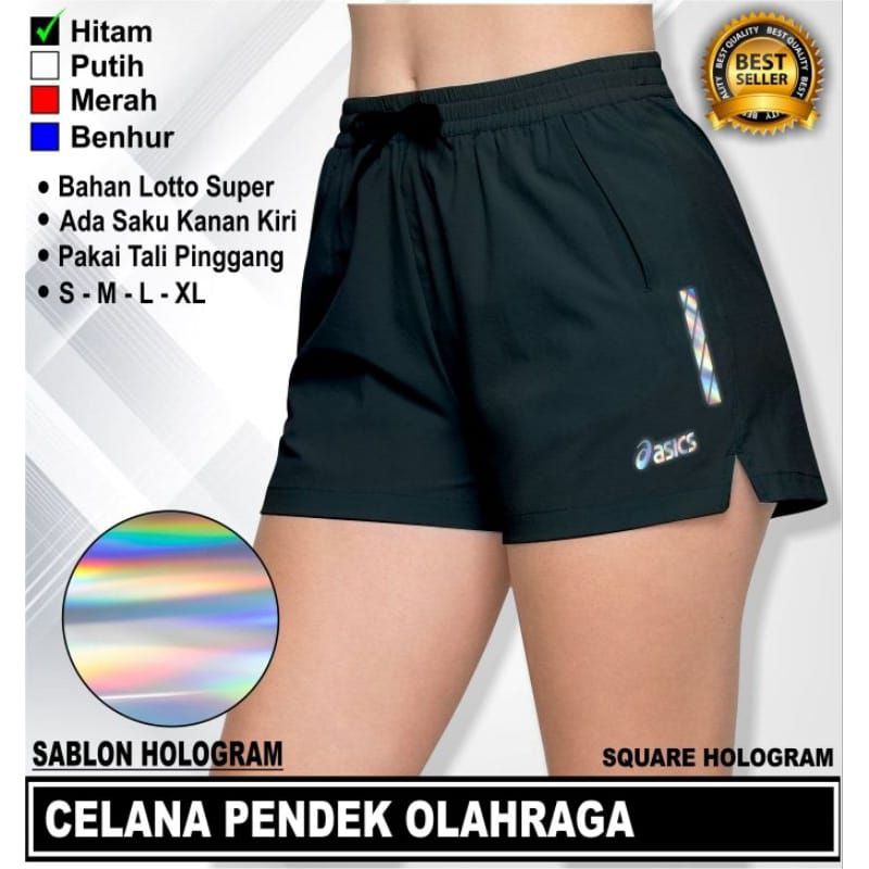 CELANA PENDEK VOLI CEWEK CELANA OLAHRAGA PEREMPUAN BADMINTON SHORT PANTS HITAM POLOS LOGO SPORT CELA