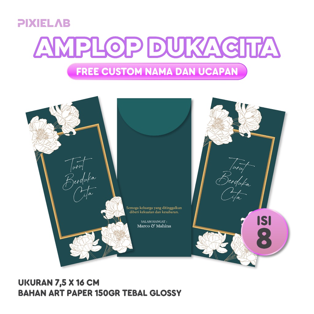

(ISI 8 PCS) AMPLOP DUKA CITA CUSTOM | CONDOLENCE ENVELOPE | BLAIRE SET