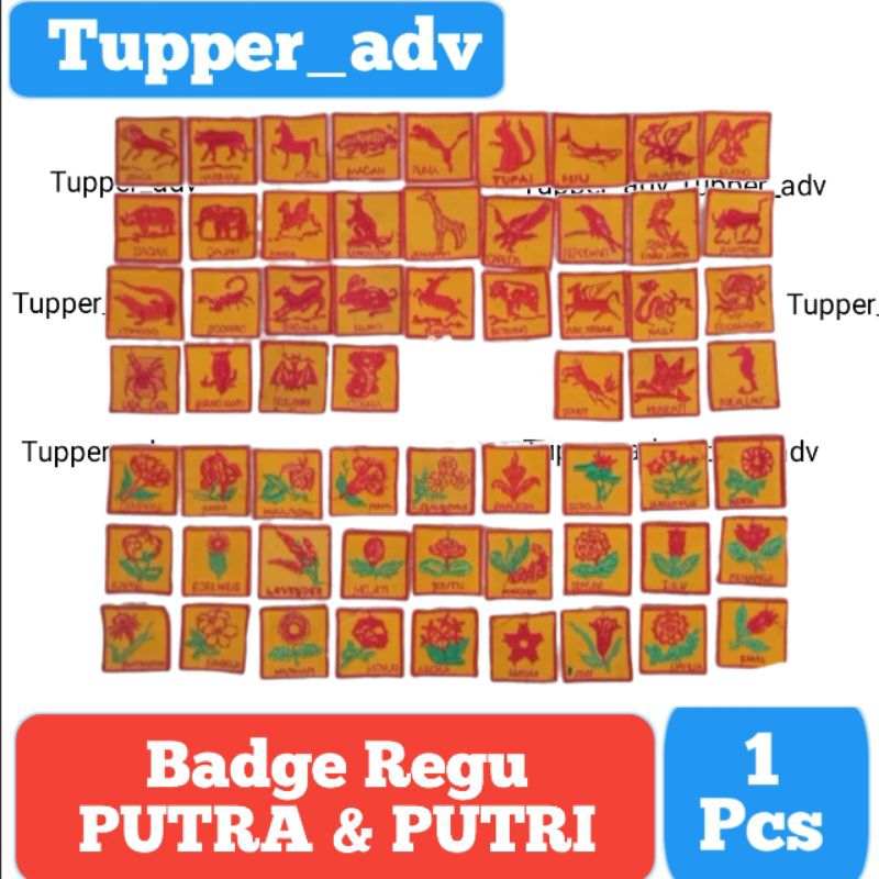 Tanda Regu Pramuka Bordir / Badge Regu Pramuka / Bed Tanda Regu Pramuka (Hewan) Putra & (Bunga) Putr