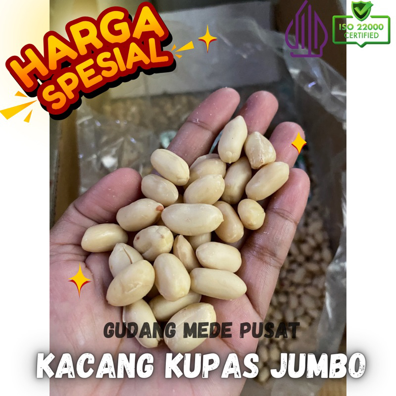 

Kacang tanah kupas jumbo super 1 KG ukuran 25/29
