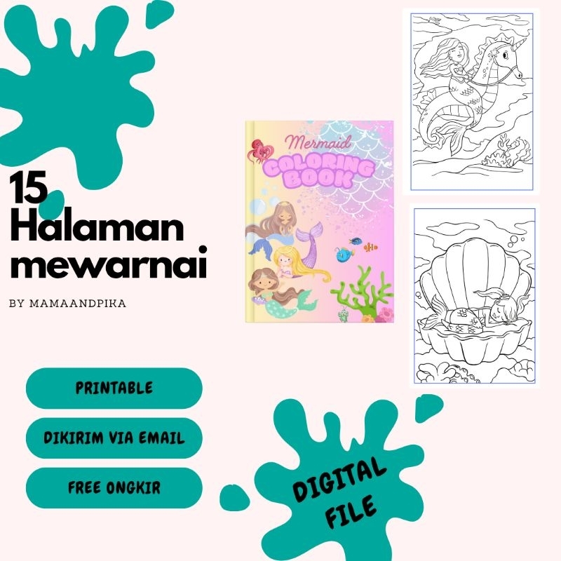 

15 HALAMAN MEWARNAI FILE PDF TEMA MERMAID | WORKSHEET MEWARNAI ANAK PAUD TK (PRINTABLE)