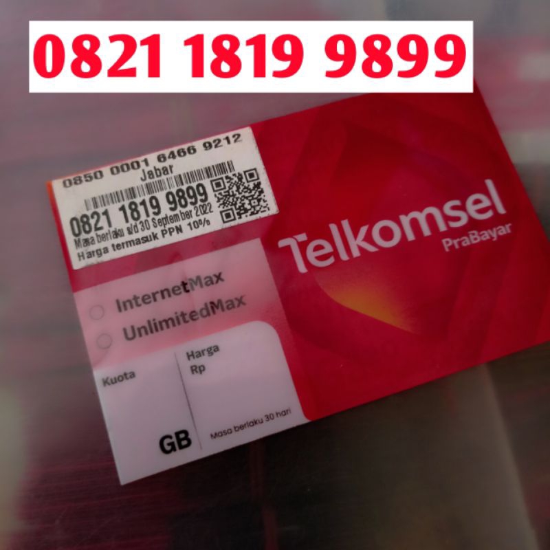 Kartu Perdana Nomor Cantik Telkomsel Prabayar - Nomor Cantik Simpati 1819 9899 199 899