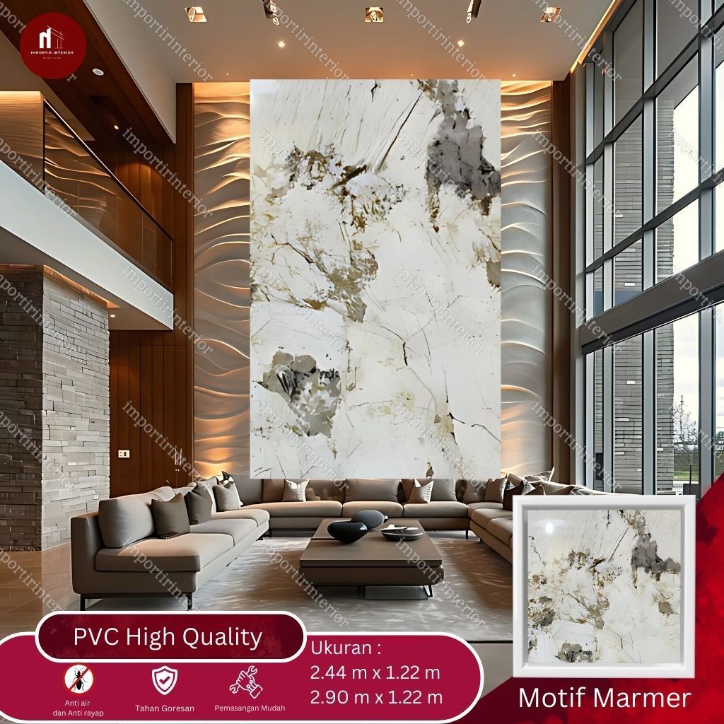 Marmer Panel PVC Corak Marble Dekorasi Dinding Rumah Wallpaper Marmer 3D PVC Marmer Uv Marble