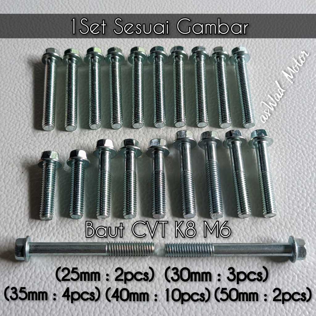 (1Set) Baut Blok CVT GL Pro / Baut Blok Mesin Honda GL Pro Set / Baut Bak CVT / Baut Krengkes GROSIR