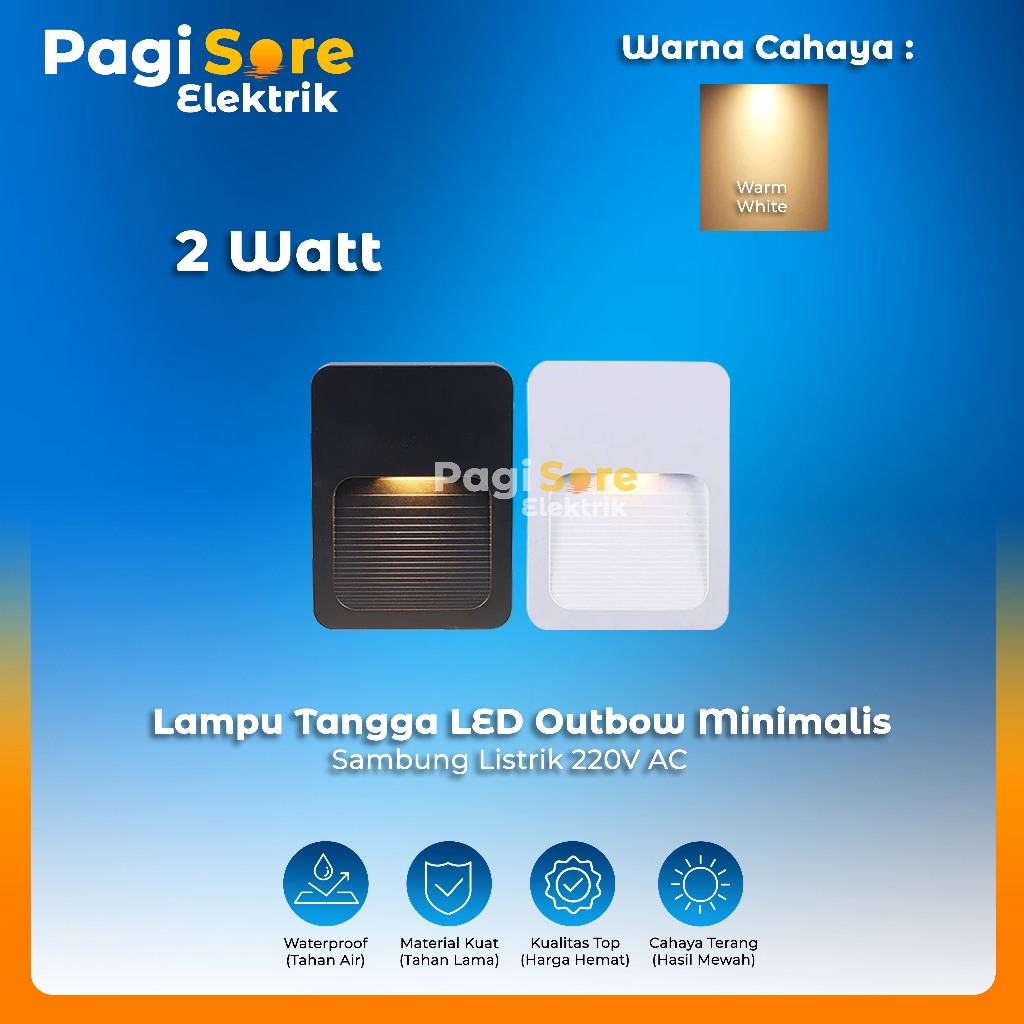 Lampu Tempel Tangga LED 2 Watt Dinding Indoor Outdoor Outbow Minimalis