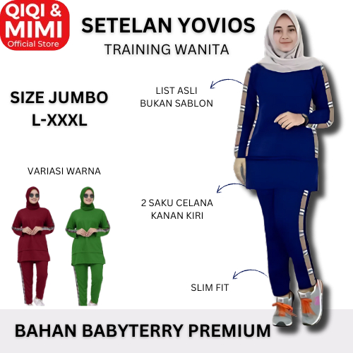 Setelan Kaos Celana Training Olahraga Senam Wanita Babyterry SET YOVIOS