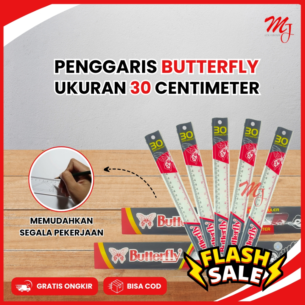 

Penggaris Plastik Butterfly 30 Cm Original